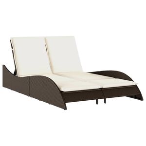 vidaXL Chaise longue avec coussins marron 114x205x73 cm r&eacute;sine tress&eacute;e