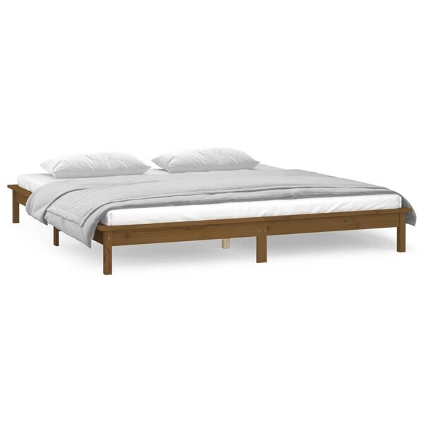 vidaXL Cadre de lit &agrave; LED sans matelas 200x200 cm bois massif