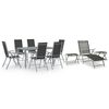 vidaXL Ensemble &agrave; manger de jardin 10 pcs noir et argent&eacute;
