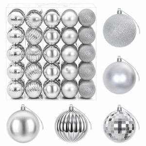 vidaXL Ensemble de boules de No&euml;l 50 pc Argent&eacute; Diam. 8 cm Polystyr&egrave;ne
