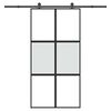 vidaXL Porte coulissante kit de quincaillerie tremp&eacute; verre aluminium