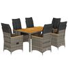 vidaXL Ensemble &agrave; manger de jardin et coussins 7 pcs gris rotin