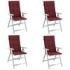 vidaXL Coussins de chaise dossier haut lot de 4 rouge bordeaux m&eacute;lang&eacute;