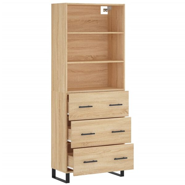 vidaXL Buffet haut Ch&ecirc;ne sonoma 69,5x34x180 cm Bois d'ing&eacute;nierie