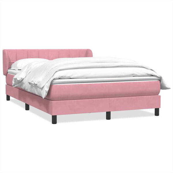 vidaXL Sommier &agrave; lattes de lit avec matelas rose 140x210 cm velours