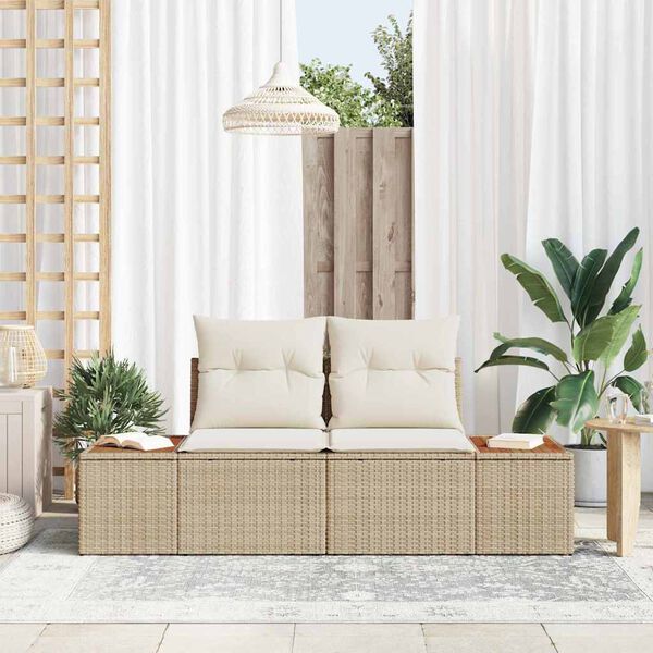 vidaXL Canapé de jardin Beige 184 x 62 x 85cm polyrotin