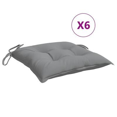 vidaXL Coussins de chaise lot de 6 gris 40x40x7 cm tissu oxford