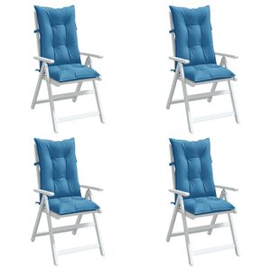 vidaXL Coussins de chaise &agrave; dossier haut lot de 4 bleu m&eacute;lang&eacute; tissu