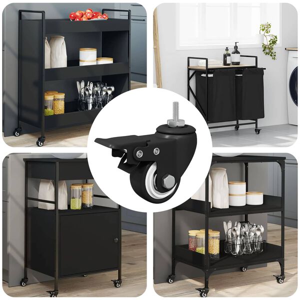 vidaXL Roulettes 12 pcs Noir M6 x 37 mm Fer et nylon