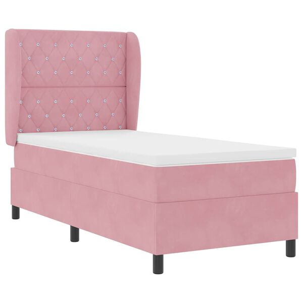 vidaXL Lit &agrave; ressorts avec matelas Rose 200 x 90 cm Polyester