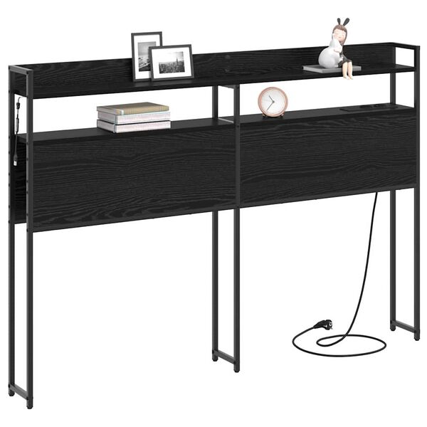 vidaXL T&ecirc;te de lit de rangement Ch&ecirc;ne noir 120 cm Bois d'ing&eacute;nierie