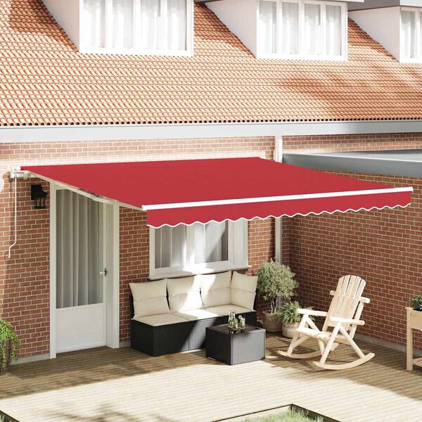 vidaXL Auvent R&eacute;tractable Rouge 400 &times; 350 cm tissu