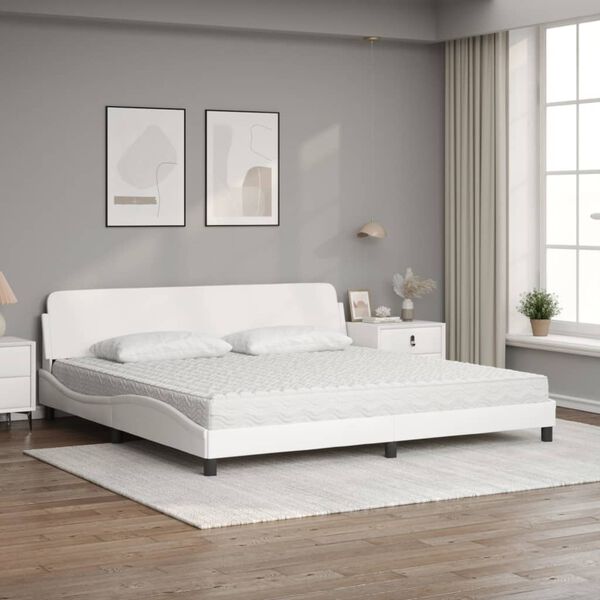 vidaXL Lit avec matelas Dover blanc 200x200 cm similicuir