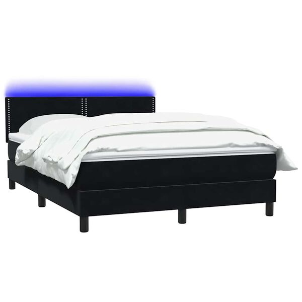 vidaXL Sommier &agrave; lattes de lit avec matelas et LED noir 160x220 cm velours
