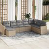 vidaXL Salon de jardin avec coussins 8 pcs beige r&eacute;sine tress&eacute;e