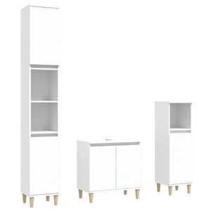 vidaXL Ensemble de meubles salle de bain 3 pcs blanc bois d'ing&eacute;nierie