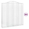 vidaXL Paniers &agrave; gabions arqu&eacute;s 4 pcs 200x30x200/220 cm fer galvanis&eacute;