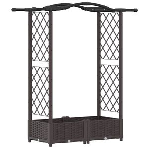vidaXL Lit &Eacute;lev&eacute; avec Treillis et Toit Marron 124 x 40 x 125 cm PP