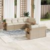 vidaXL Salon de jardin avec coussins 7 pcs beige r&eacute;sine tress&eacute;e