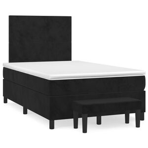 vidaXL Sommier &agrave; lattes de lit avec matelas Noir 120x200 cm Velours