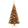 vidaXL Sapin de No&euml;l avec 300 LED avec support Dor&eacute; 180 cm PET