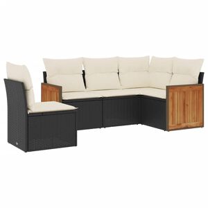 vidaXL Salon de jardin 5 pcs avec coussins noir r&eacute;sine tress&eacute;e