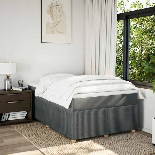 vidaXL Sommier &agrave; lattes de lit avec matelas gris fonc&eacute; 120x190cm tissu