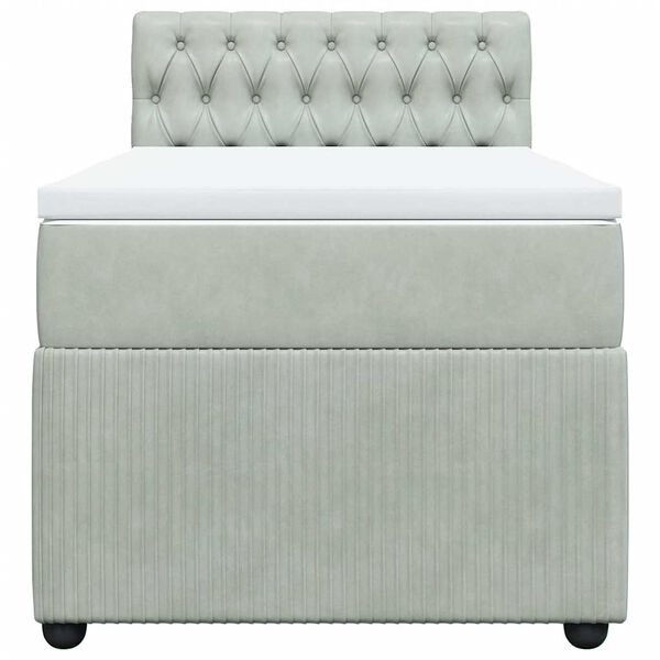 vidaXL Sommier &agrave; lattes de lit et matelas Gris clair 90x190 cm Velours