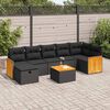 vidaXL Salon de jardin 7 pcs avec coussins noir r&eacute;sine tress&eacute;e