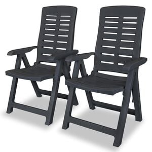vidaXL Fauteuils pliants inclinables, lot de 2, en plastique anthracite