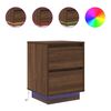 VidaXL Table de chevet avec lumi&egrave;res LED ch&ecirc;ne marron 38x34x50 cm