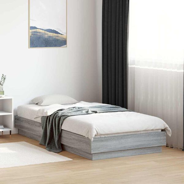 vidaXL Cadre de lit sans matelas sonoma gris 90x190 cm