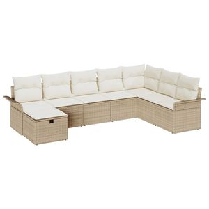 vidaXL Ensemble de canap&eacute; de jardin 8 pc Beige et cr&egrave;me polyrotin