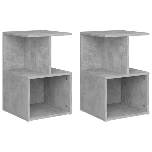 vidaXL Tables de chevet 2 pcs gris b&eacute;ton 35x35x55 cm bois d'ing&eacute;nierie