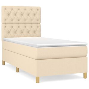 vidaXL Sommier &agrave; lattes de lit avec matelas Cr&egrave;me 80x200 cm Tissu