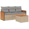 vidaXL Salon de jardin avec coussins 4 pcs beige r&eacute;sine tress&eacute;e