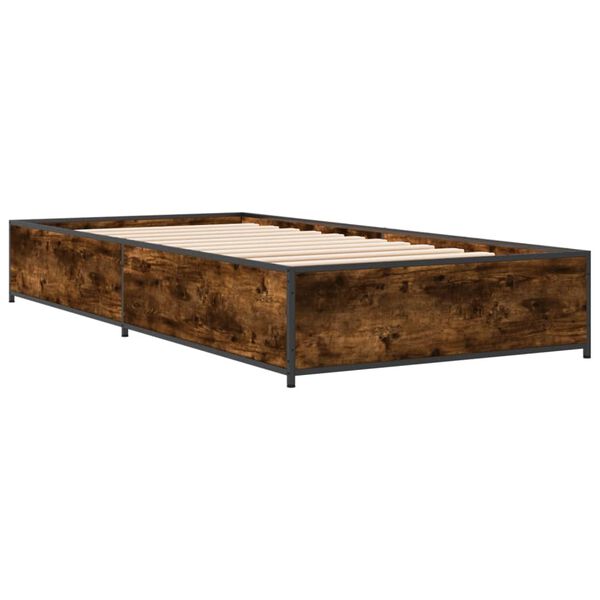 vidaXL Cadre de lit sans matelas ch&ecirc;ne fum&eacute; 75x190 cm
