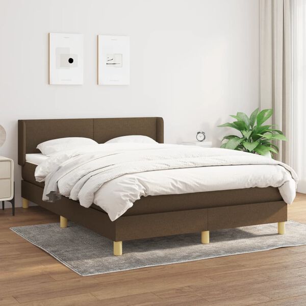 vidaXL Sommier &agrave; lattes de lit avec matelas Marron fonc&eacute; 140x190 cm