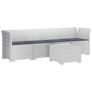vidaXL Canap&eacute; de jardin 4 places avec coussins look rotin PP Blanc