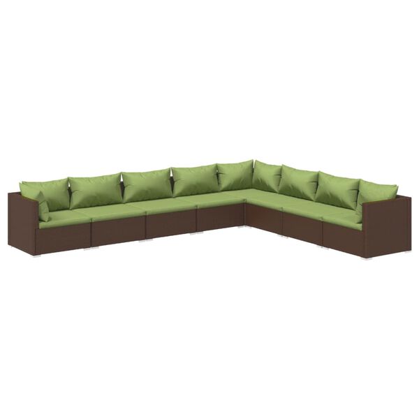 vidaXL Salon de jardin 8 pcs avec coussins r&eacute;sine tress&eacute;e marron