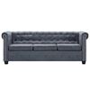 vidaXL Ensemble de canap&eacute;s Chesterfield Faux cuir Su&egrave;de Gris