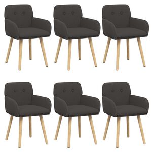 vidaXL Chaises de salle &agrave; manger 6 pc Boucl&eacute; Gris fonc&eacute;