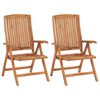 vidaXL Chaises de jardin lot de 2 avec coussins bordeaux Bois de teck