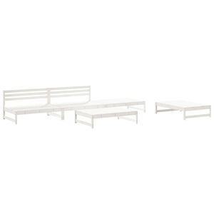 vidaXL Salon de jardin 5 pcs blanc bois massif de pin