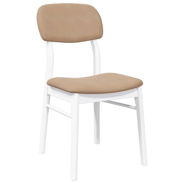 vidaXL Chaises à manger coussins 2 pcs blanc bois massif caoutchouc