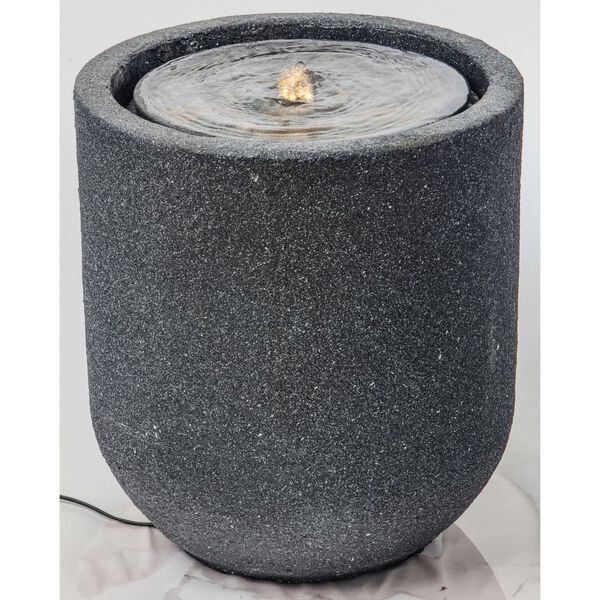 HEISSNER Fontaine de terrasse avec cylindre &agrave; LED 41x41x45 cm Noir