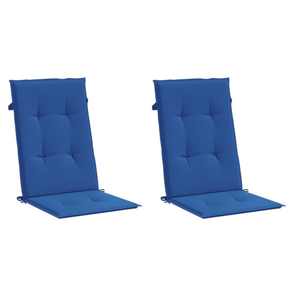 vidaXL Coussins de chaise de jardin &agrave; dossier haut lot de 2 bleu royal