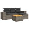 vidaXL Salon de jardin 5 pcs avec coussins gris r&eacute;sine tress&eacute;e