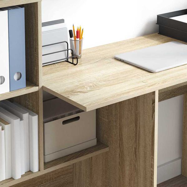vidaXL Bureau Ch&ecirc;ne Sonoma 131,5 x 50 x 106,5 cm Bois d'ing&eacute;nierie