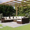 vidaXL Salon de jardin 9 pcs avec coussins Marron Résine tressée